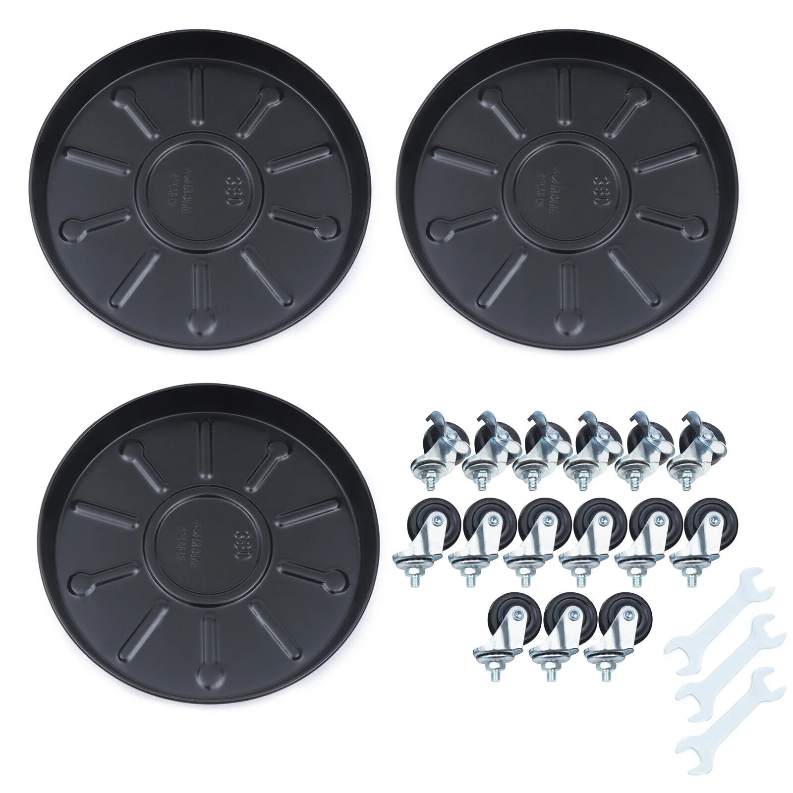 Miumaeov 3Pcs Flower Pot Tray Heavy Duty Plant Dolly Planter Mover Stand Round Plate with Wheels