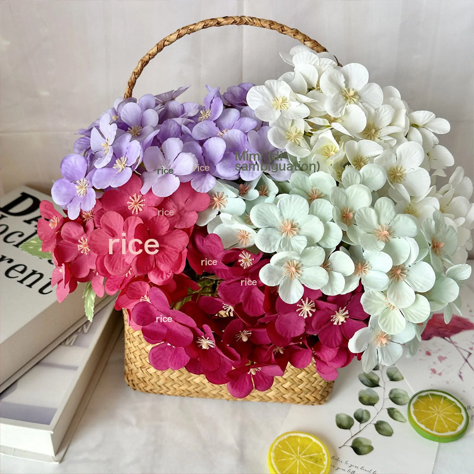 Handmade Simulation Flower Begonia Products Weaving Flower Basket DIY Flower Stocking Living Room Desktop Decoration Swing