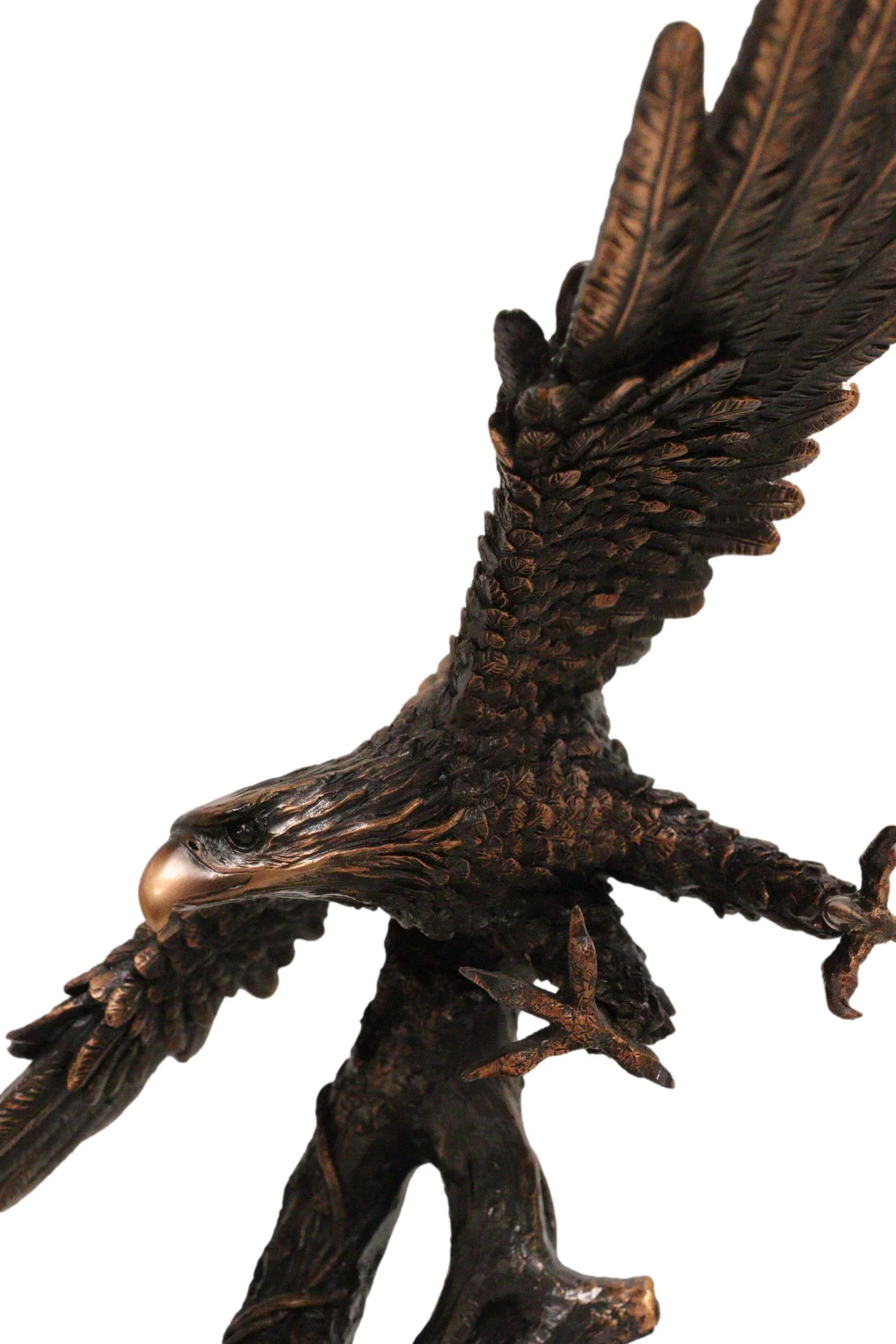 American Bald Eagle Swooping With Open Wings Bronze Electroplated Resin Figurine