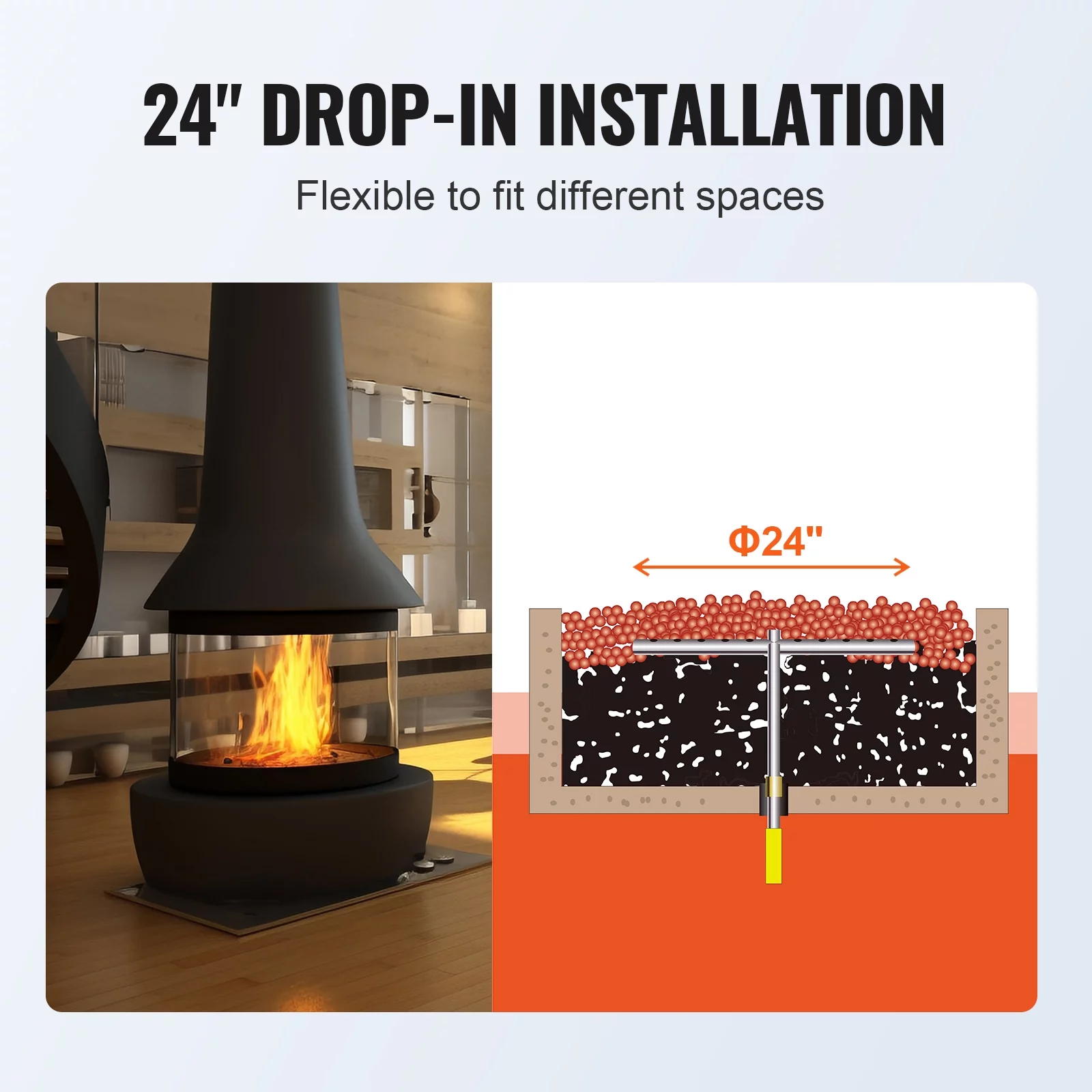 SKYSHALO Round Drop-in Fire Pit Pan 24