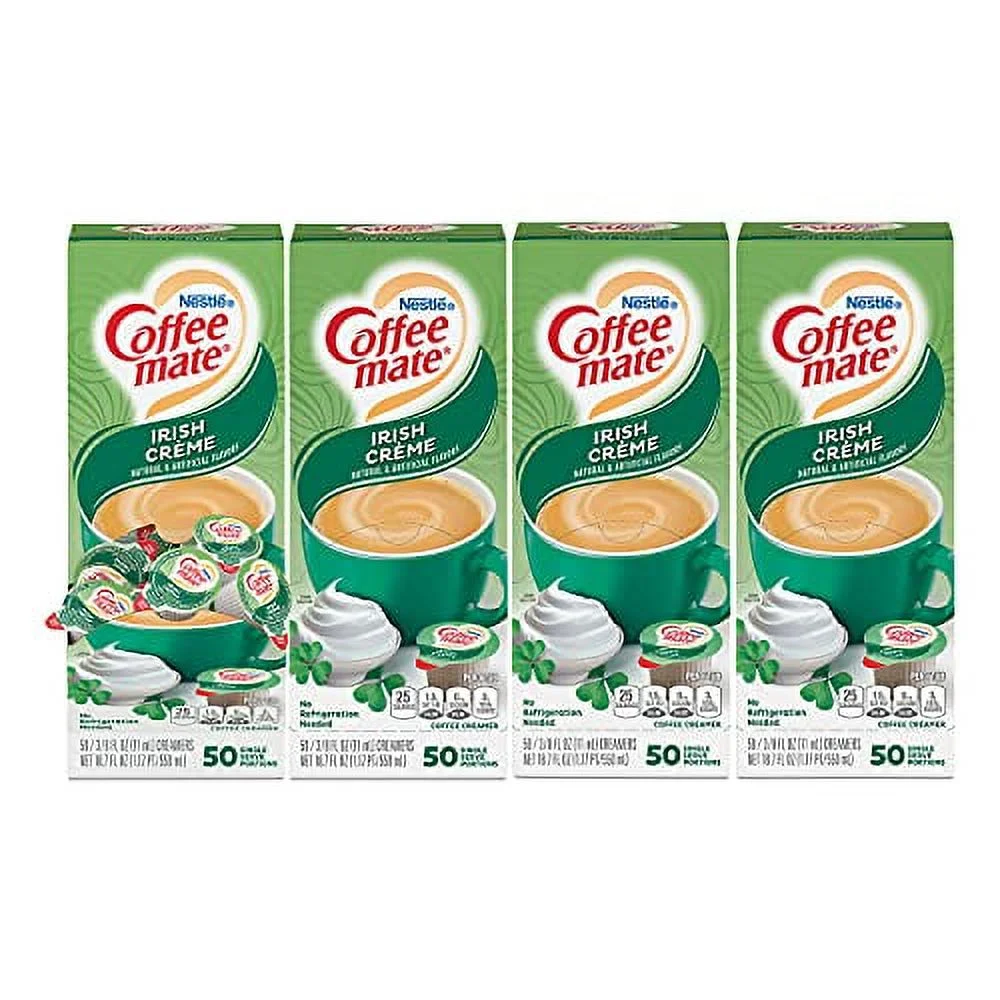 Coffee-Mate Irish Cream Liquid Creamer - 50/0.375 oz. cups per box, 4 boxes per case