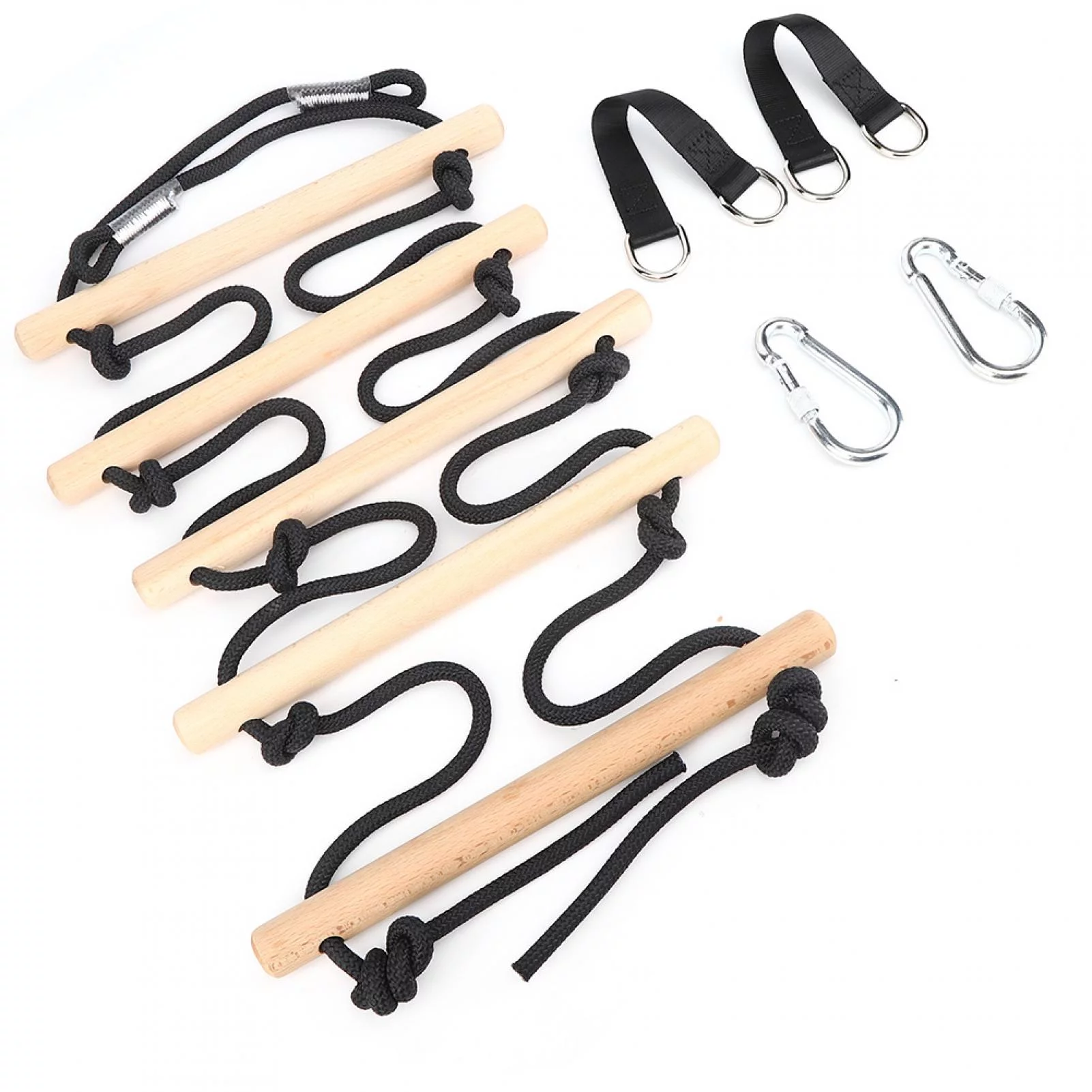 Verdant TouchChildren Swing Toy Children's Wooden Swing and Climbing Rope Ladder Toy Set, 5 Steps Outdoor Recreation Equipment for Kids, Indoor and Outdoor Use