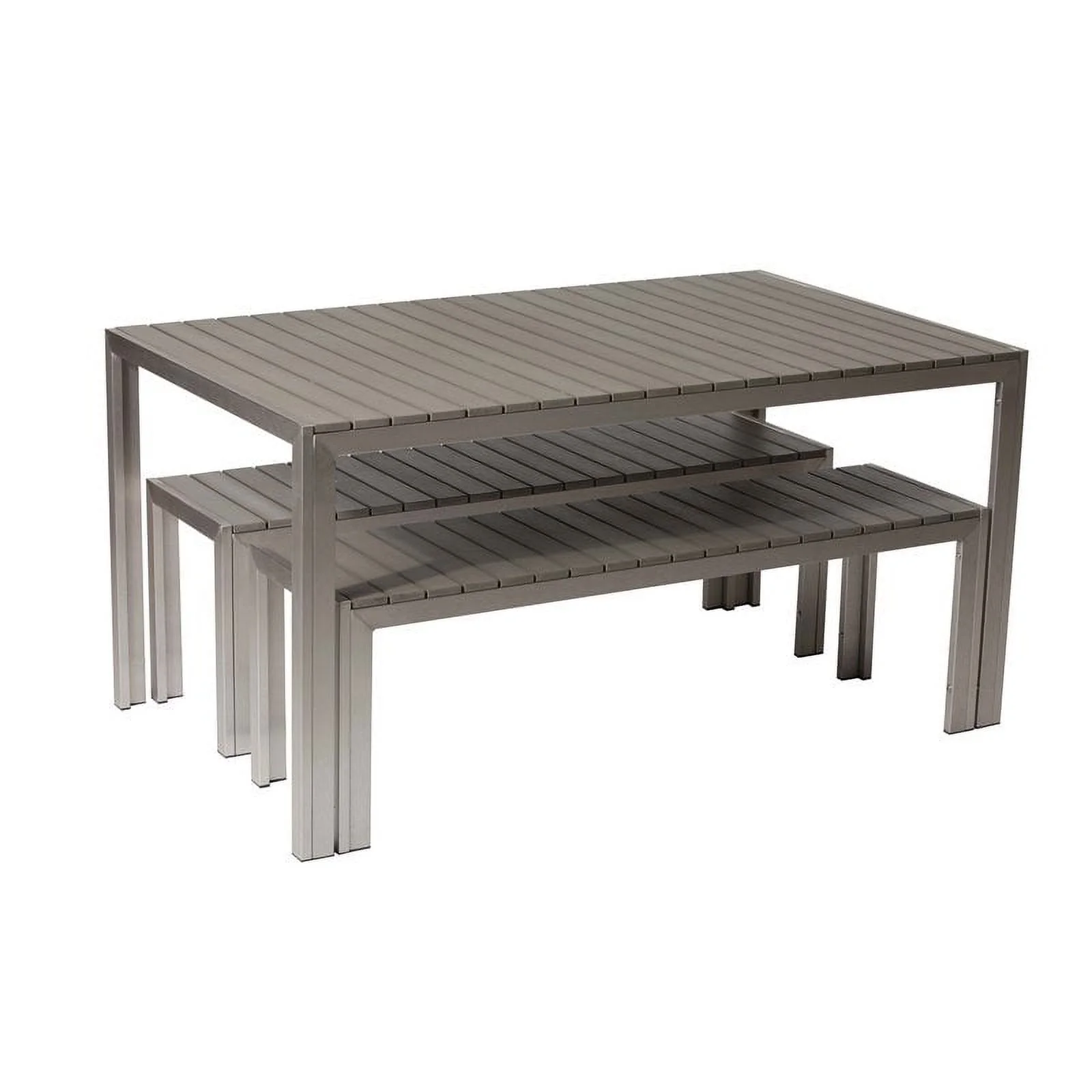 Pangea Home Breeze 3-piece Modern Aluminum Frame Patio Dining Set in Gray