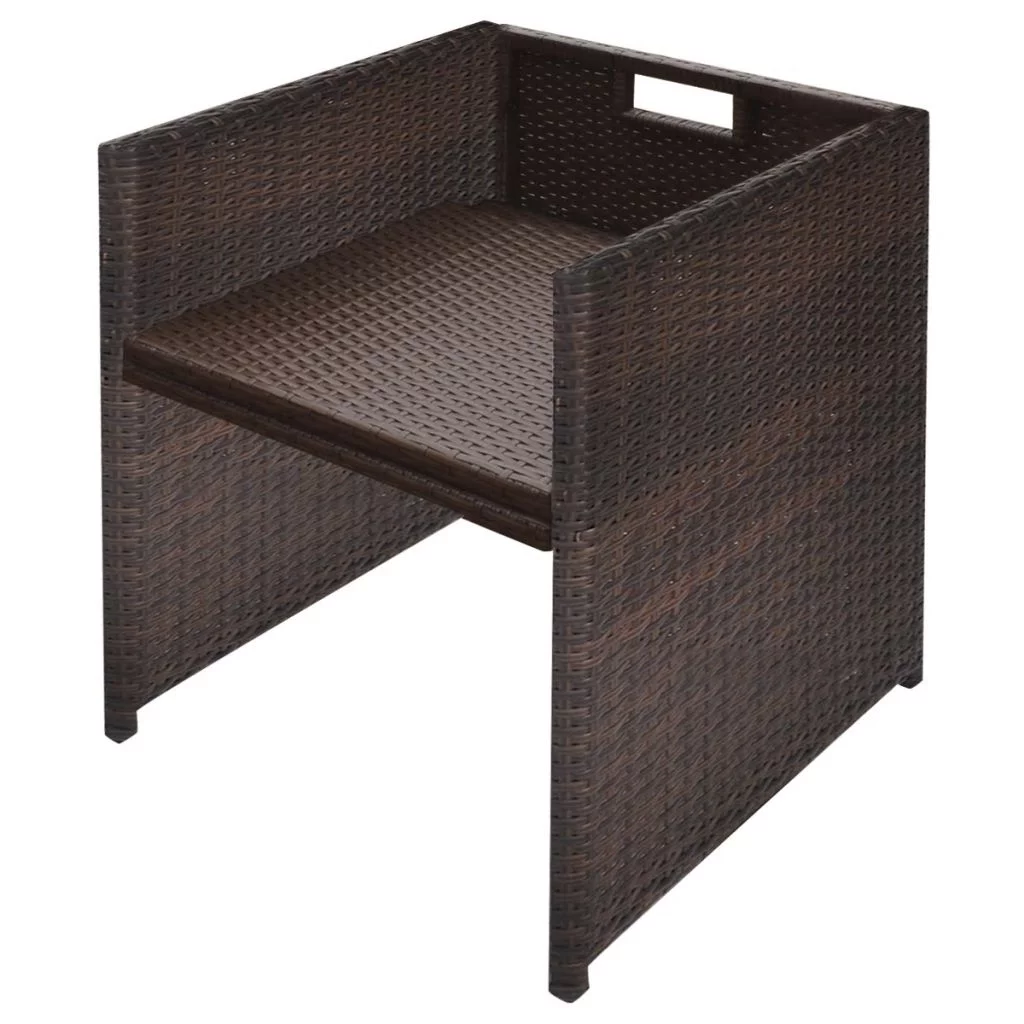 Anself 11 Piece  Wicker Patio Dining Glass Table and 6 Chairs Set with Cushioned Seat and 4 Ottomans PE Rattan Sectional Conversation Set (Brown)