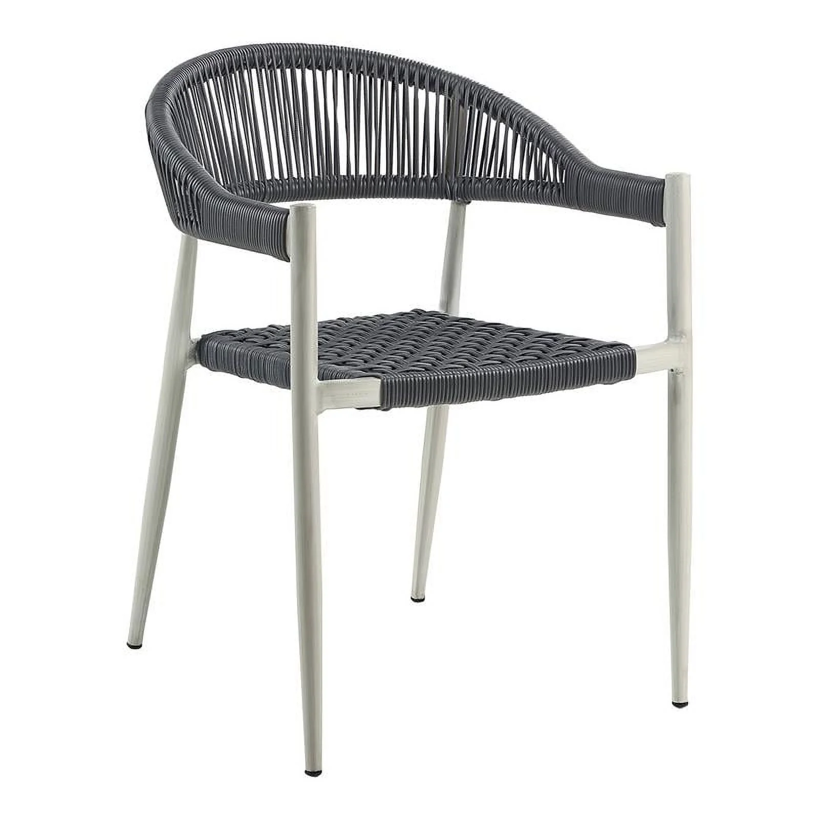 Furniture of America Clark Aluminum Patio Dining Chair in Light Gray