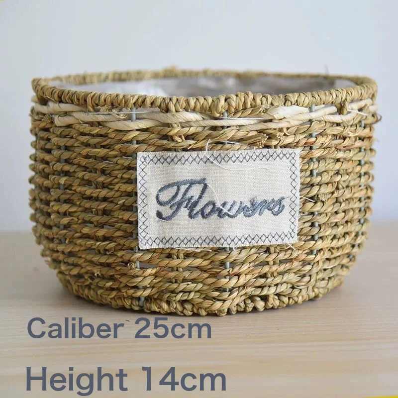 Flower Basket Straw Rattan Basket Flower Arrangement Wall Flower Pots Green Plants Succulent Pots Rustic Rattan Flower Basket