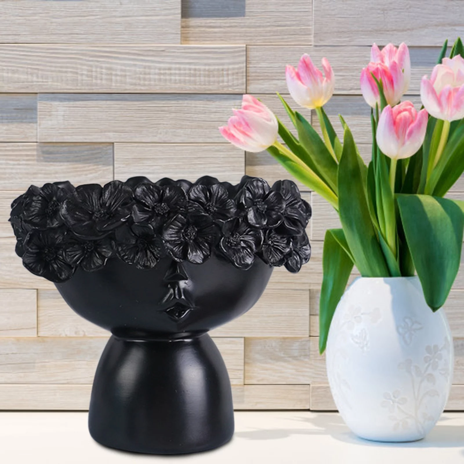 Bbyt Wreath Flower Wreath Girl Vase Crown Storage Box Doll Head Planter Nursery Decor Environmentally Friendly And Durable, Free From Any Harmful ingredients