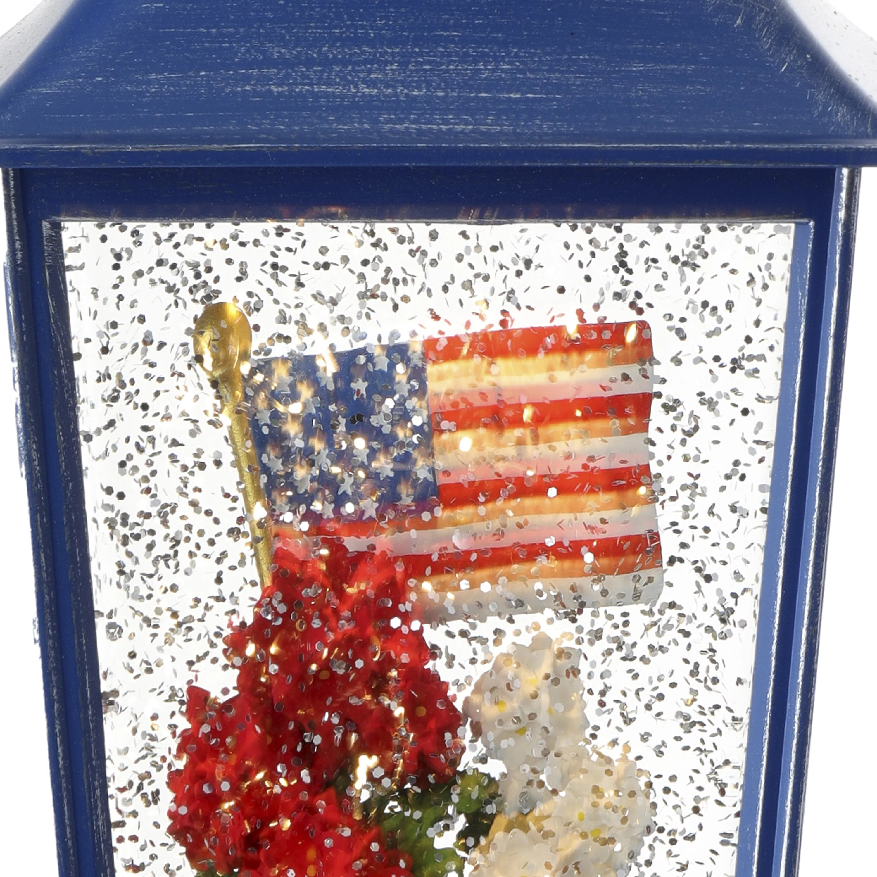 American Flag And Geranium Waterglobe With Usb 9.5