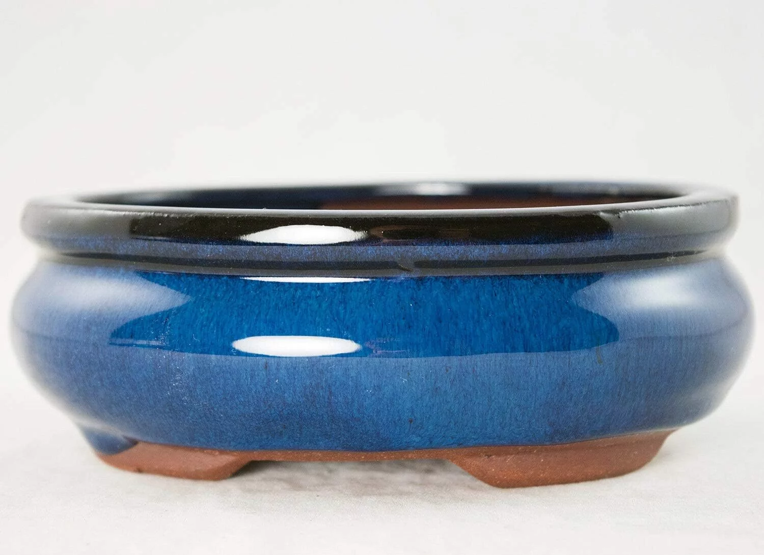 Oval Dark Blue Glazed Bonsai/Succulent + Soil + Tray + Rock + Mesh Kit