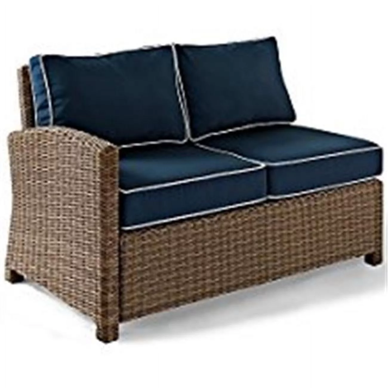 Bradenton Outdoor Wicker Sectional Right Corner Loveseat, Navy