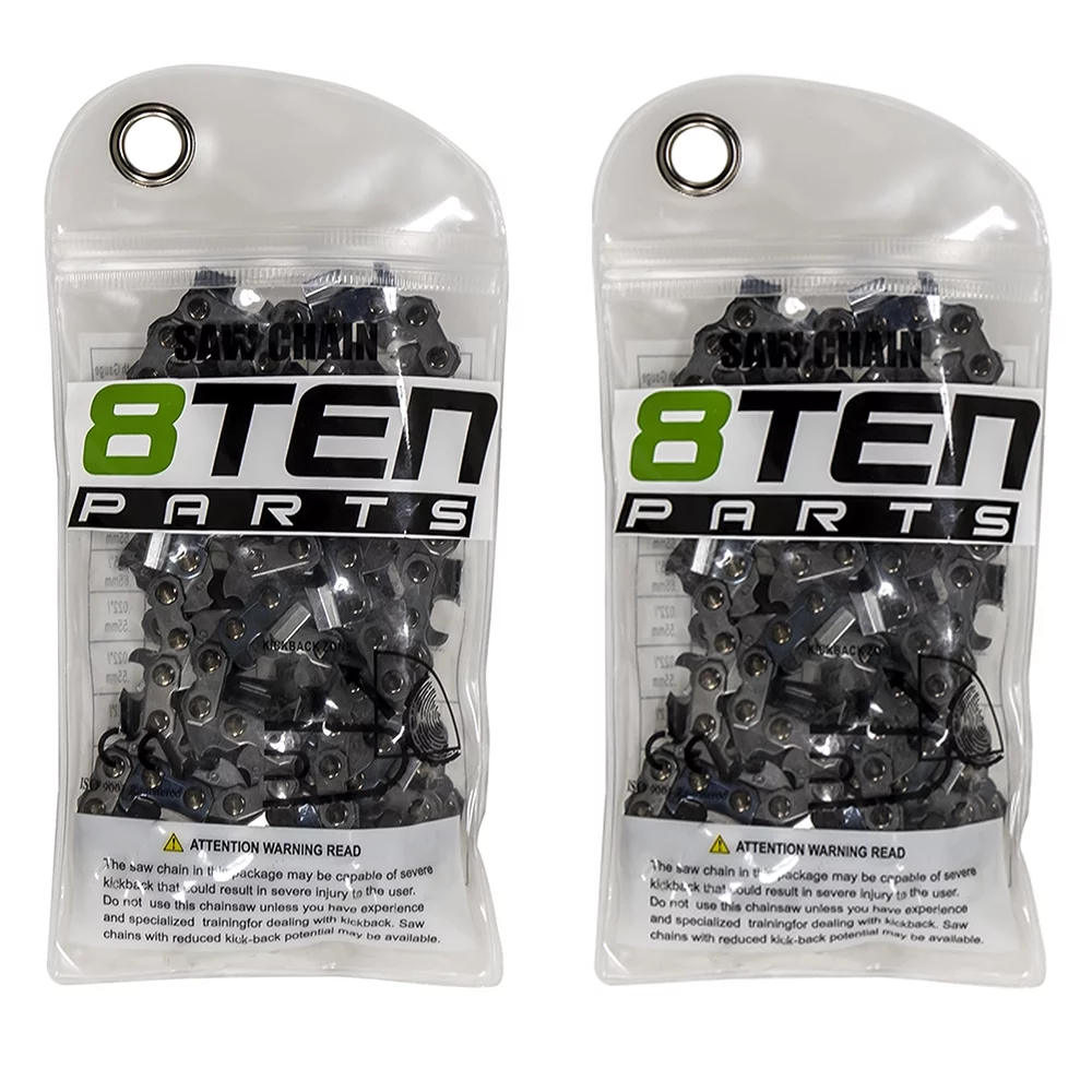 8TEN Chainsaw Chain 16 inch 3/8 Pitch for Husqvarna Poulan Stihl 2 Pack 810-CCC2232H