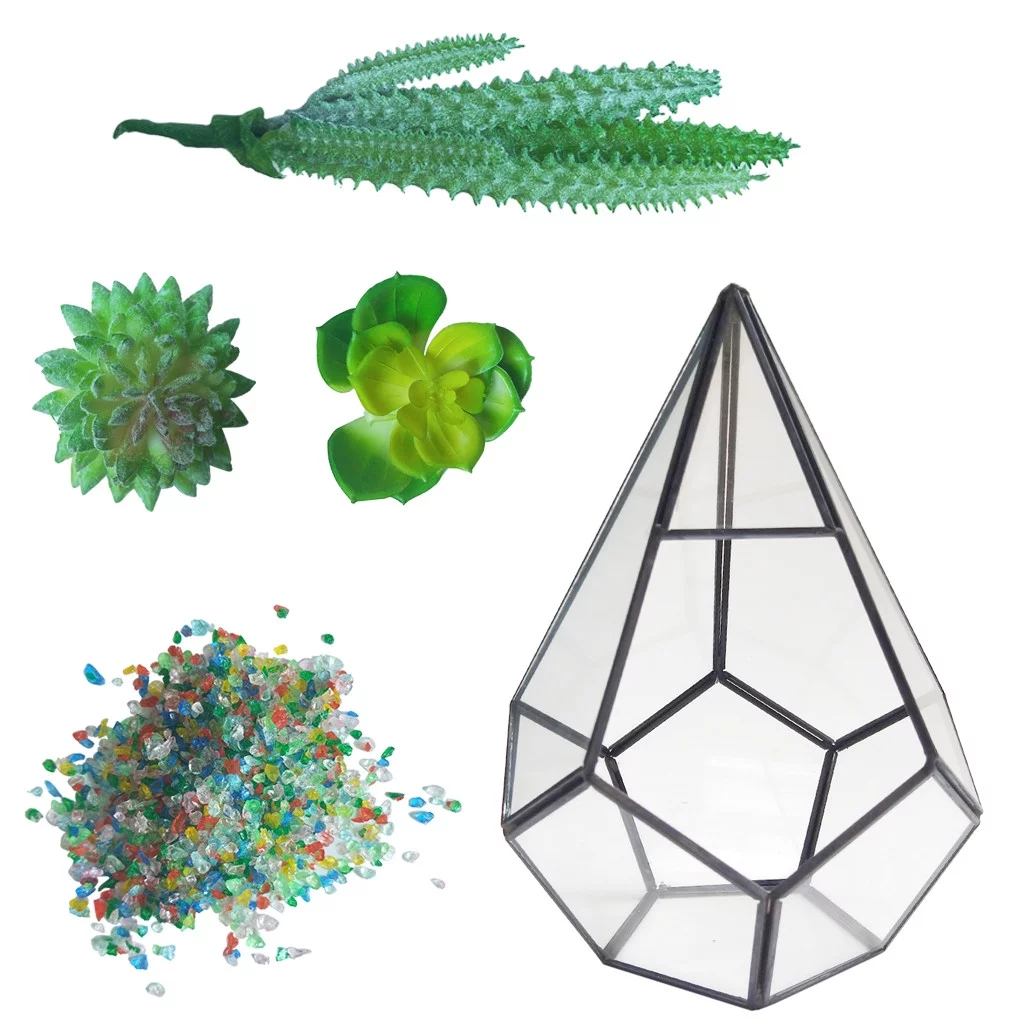 PMUYBHF Geometric Fleshy Glass Flower House Crafts Greenhouse DIY Flower Decoration