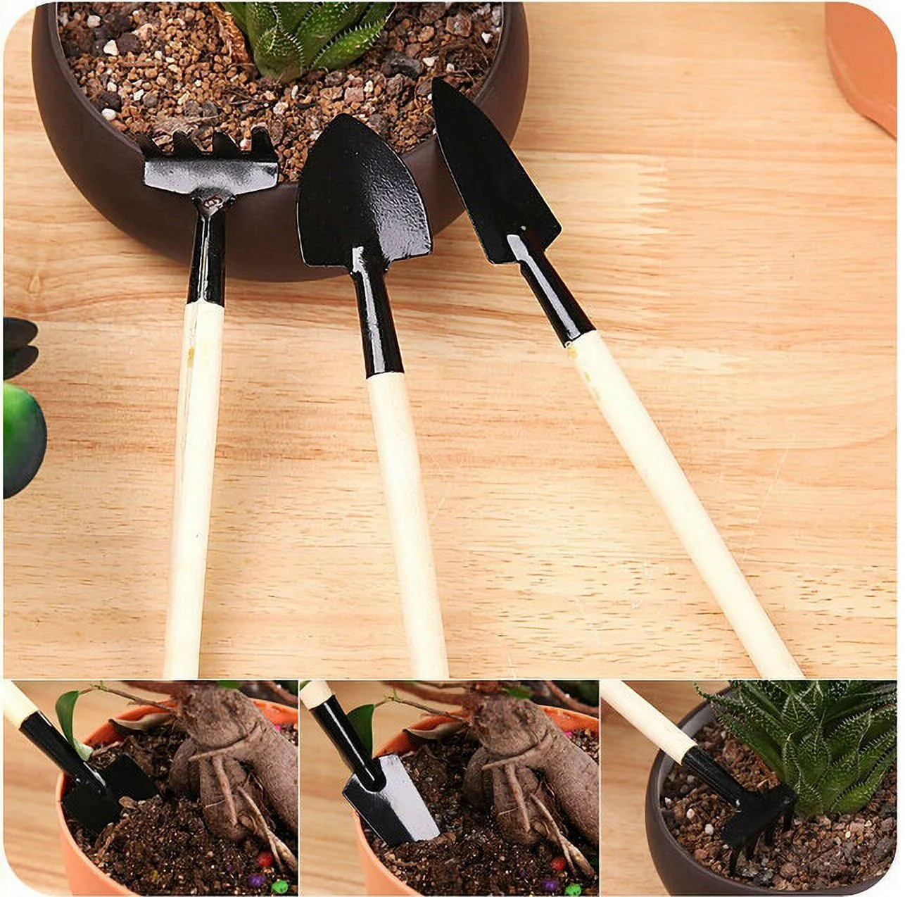 BOLUOYI 4Th of July Indoor 1Set Small Shovel Rake Spade Wood Handle Metal Head Kids Tool