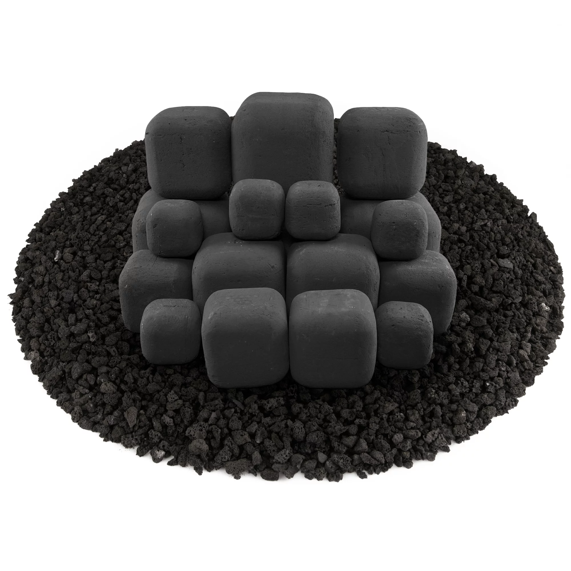 Charcoal Gray, Ceramic Fire Squares |  Mixed Set of  18