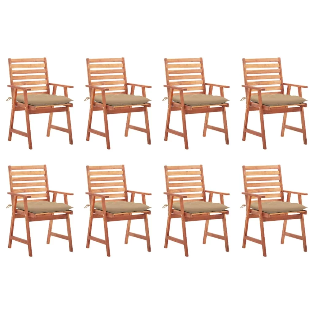 Anself Patio Dining Chairs 8 pcs with Cushions Solid Acacia Wood
