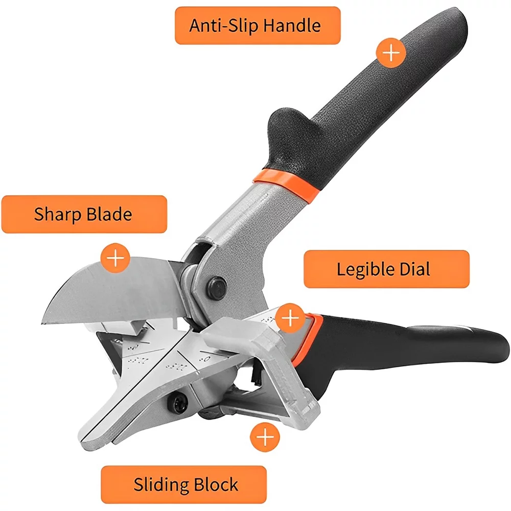 Multi Angle Miter Shear Cutter, Adjustable at 45 to 135 Degree, Hand Tools for Cutting Plastic PVC and Molding Trim