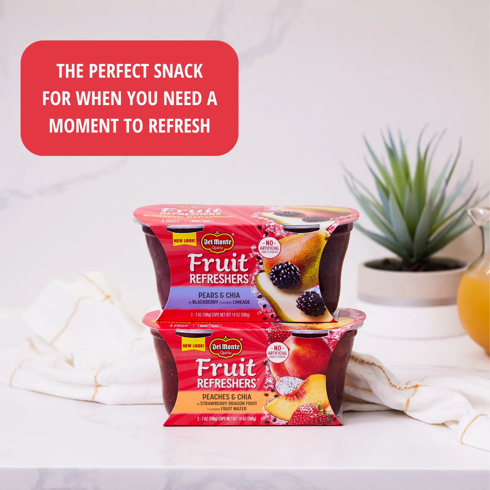 (2 Cups) Del Monte Fruit & Chia Pear & Blackberry Fruit Cups, 7 oz