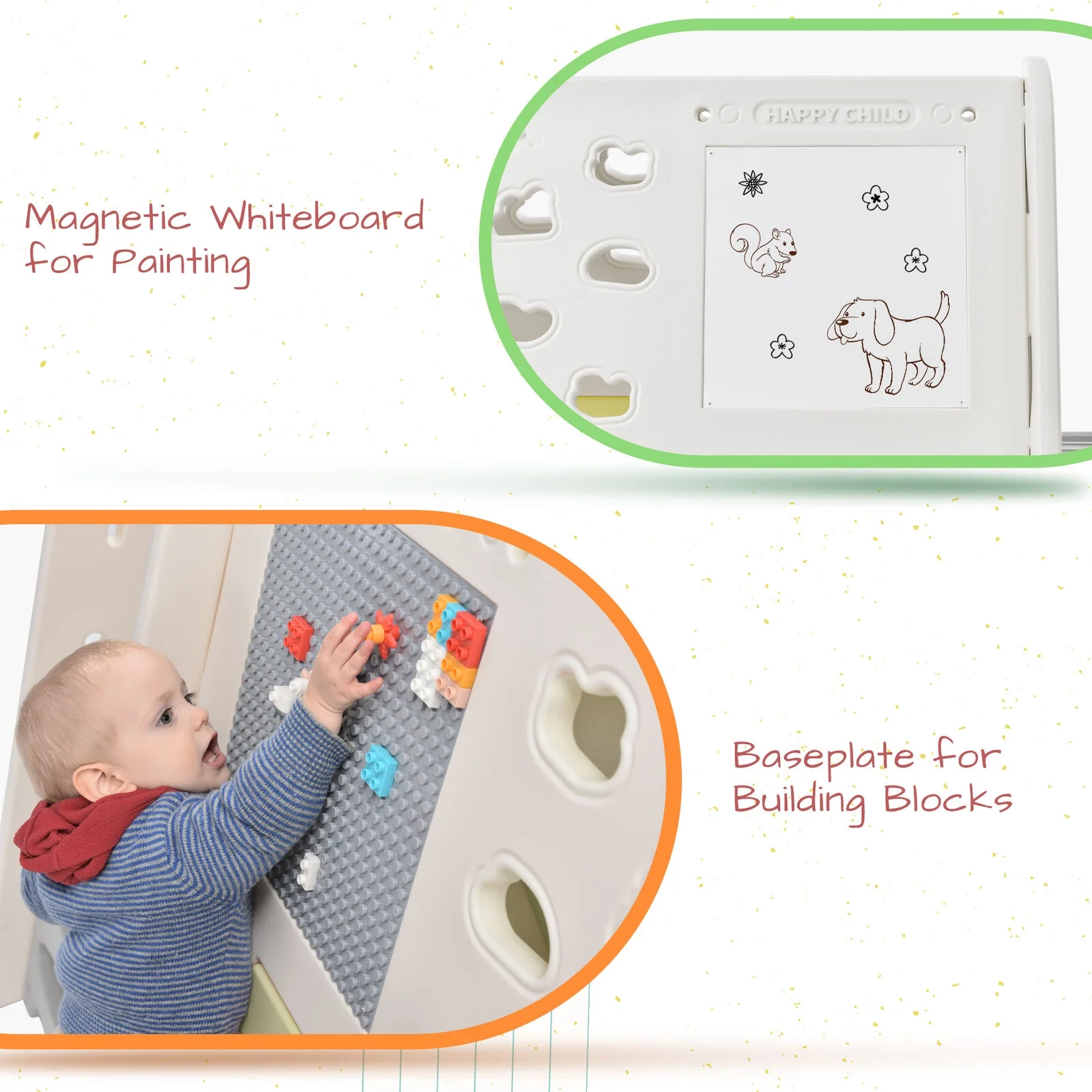 5-in-1 Toddler Climber ball Hoop Set Kids Playground Whiteboard,Toy Build Block