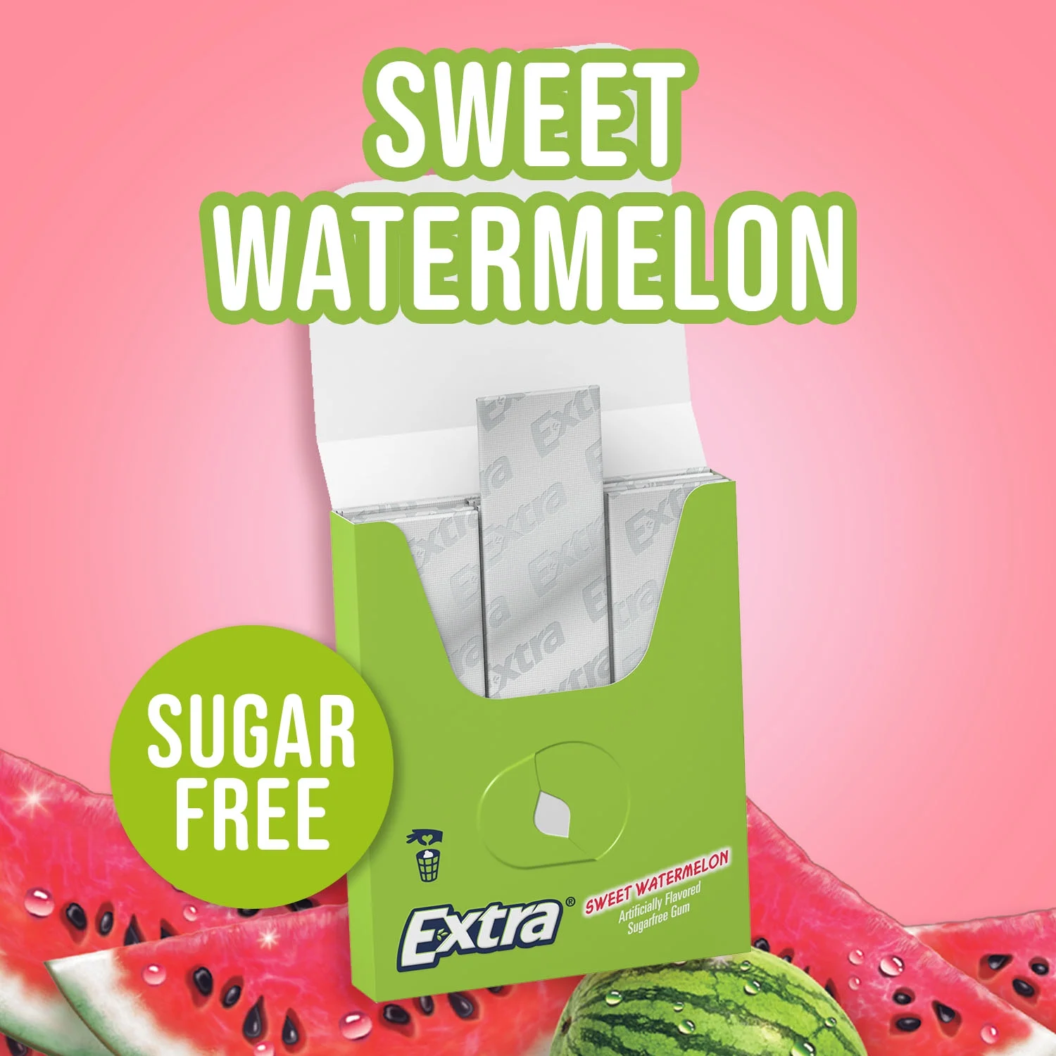 Extra Sweet Watermelon Sugar Free Bulk Chewing Gum, 15 Pc, 10 Ct