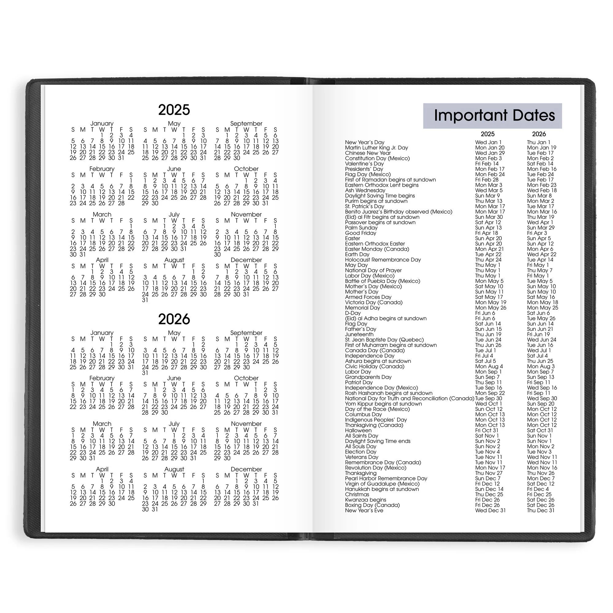 AT-A-GLANCE DayMinder 2025 Weekly Planner Black Pocket 3 12 x 6 - Weekly