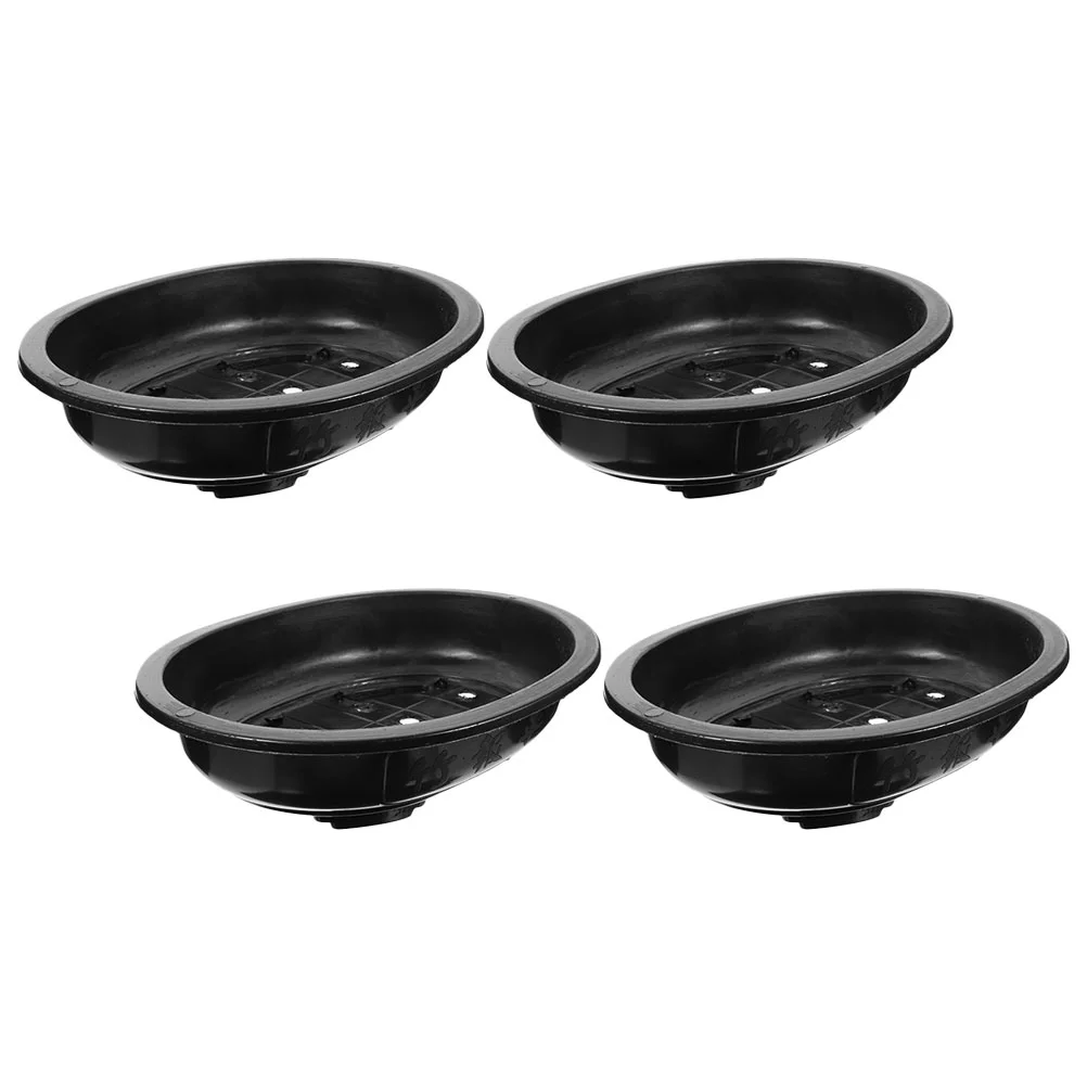 Gongxipen 4pcs Plastic Flowerpots Decorative Gardening Oval Bonsai Large Planting Pots