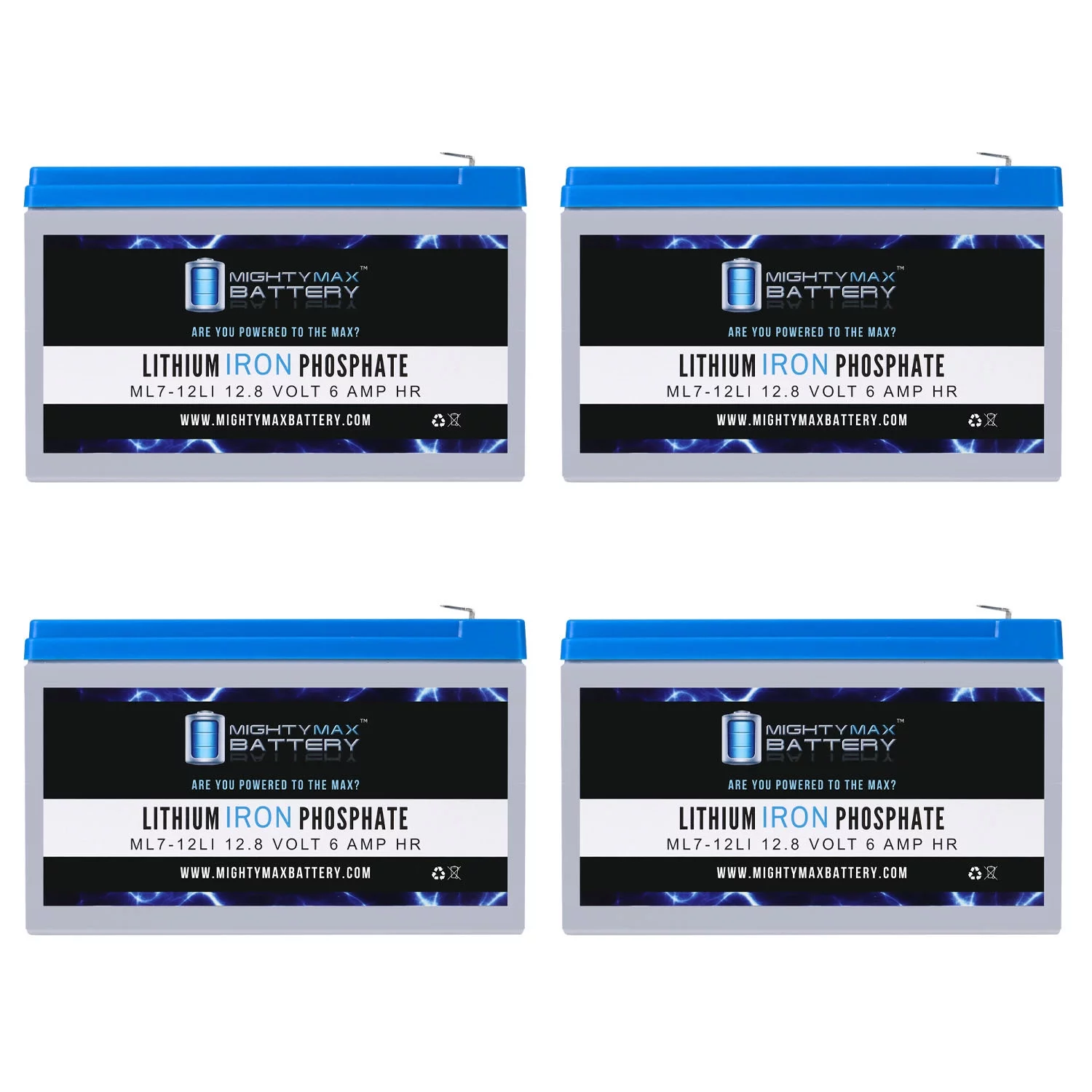 12V 7AH Lithium Replacement Battery Compatible with Sunlawn EM-2 Cordless Mower - 4 Pack