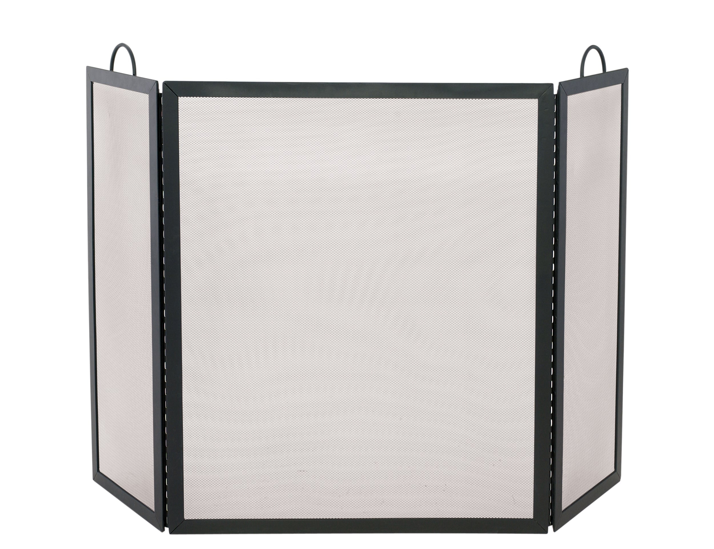 UniFlame Large 3 Panel Black Wrought Iron Screen