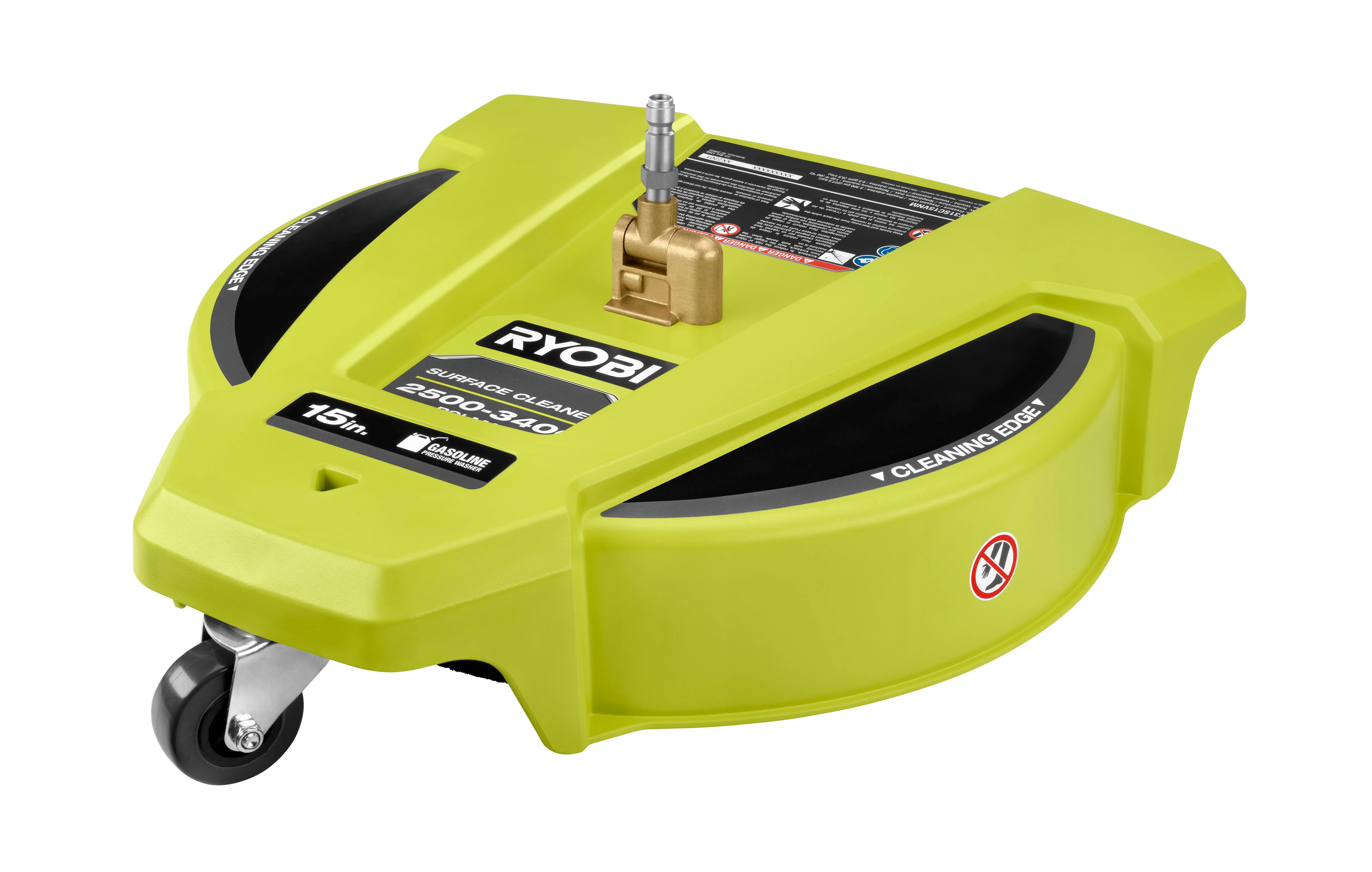 RYOBI 15 in. 3400 PSI Gas Pressure Washer Surface Cleaner with Caster Wheels RY31SC15