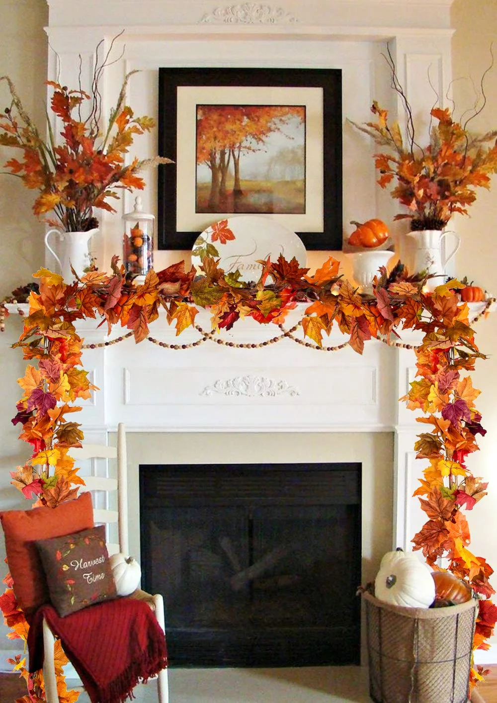 Coolmade Holiday Fall Maple Leaf Artificial Autumn Foliage Hanging Vine Garlands, 3