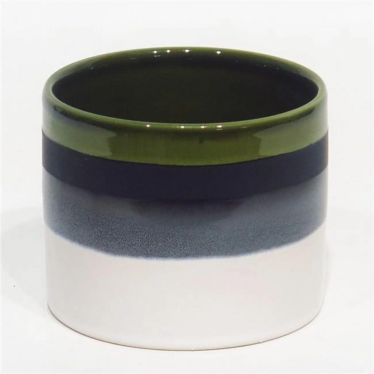 AI-CE00-242-Q06 Green, Black & White Reactive Glaze Ceramic Planter - Set of 6