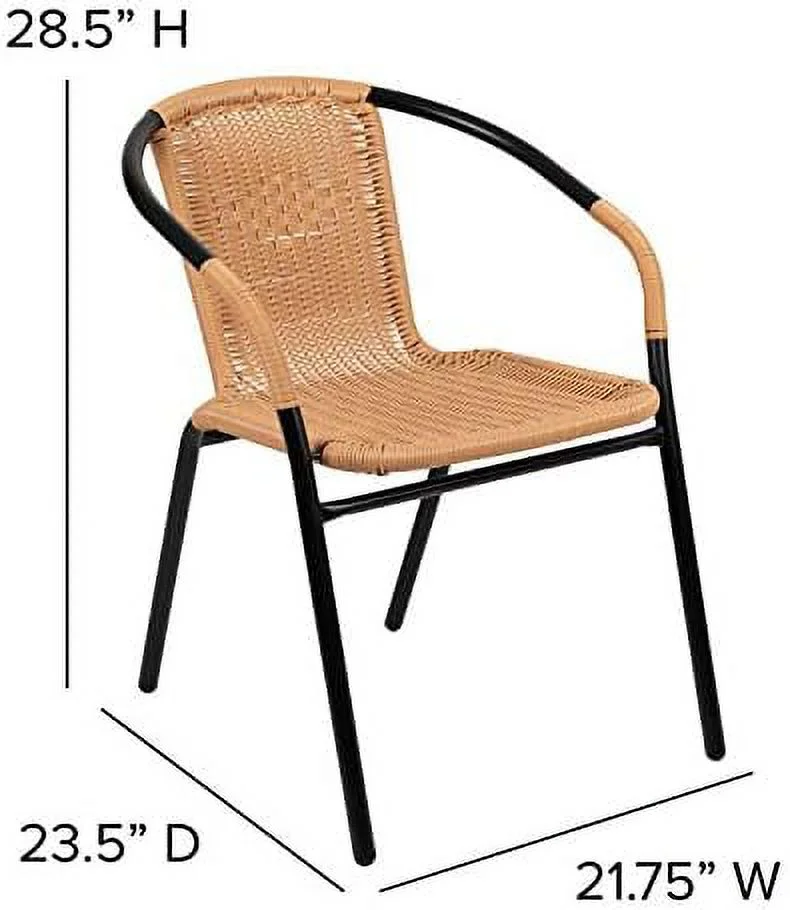 ASDRFYU 2 Pack Medium Brown Rattan Indoor-Outdoor Restaurant Stack Chair