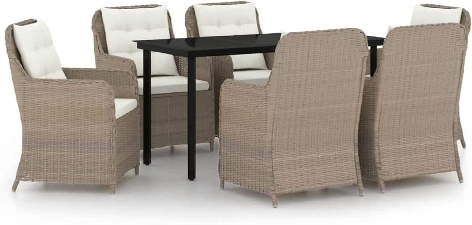 Wicker Patio Furniture Set  Outdoor Patio Chairs Conversation Furniture  for Poorside Garden Balcony 7 Piece Patio Dining Set Brown