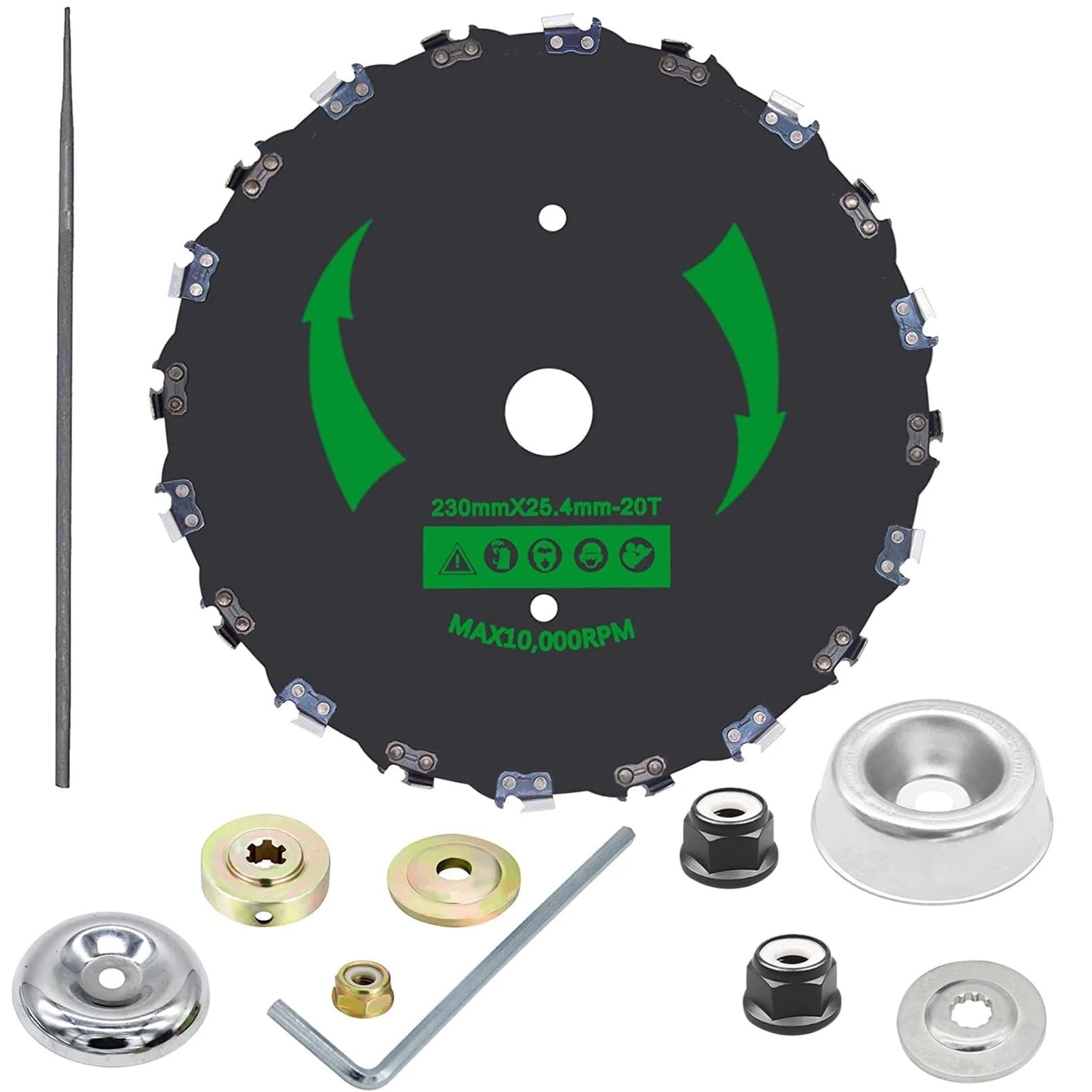 HXXF 9 Inch 20T Chainsaw Tooth Brush Cutter Blades, Weed Eater Blade for Cutter, Trimmer, Weed Eater, Lawnmower (Different Adapter Kit Included)