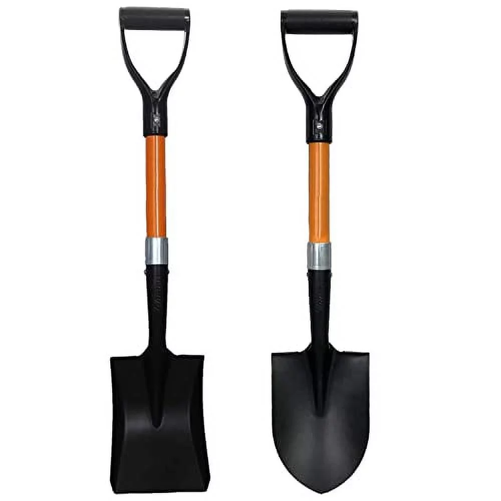 2 Various Assorted Round And Square Shovels (2 Pcs) – 27 Inches In Length With D-Cup Mini Handle Shovels, Sturdy Build And Easy To Use, Firm And Comfortable Durable Handle, Built To Last