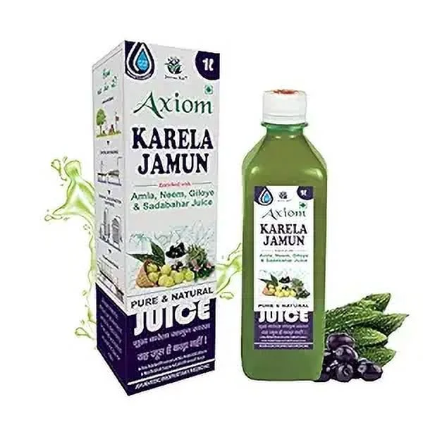 Axiom Karela Jamun Swaras 1000 ml -Pack of 4 - | Maintaining Blood Sugar Levels- For Glowing Skin and Lustrous Hair | 100% Natural