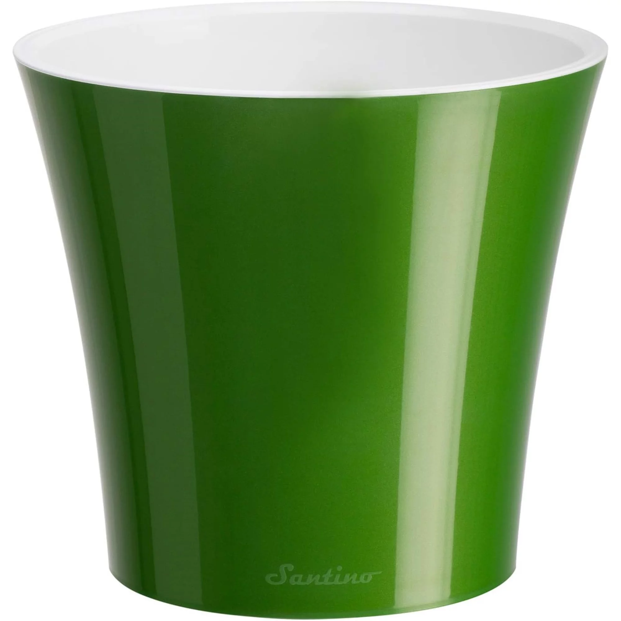 Decopots Plastic Round Modern Flower Pot with Drainage Planter, Green Gold White, 7.7