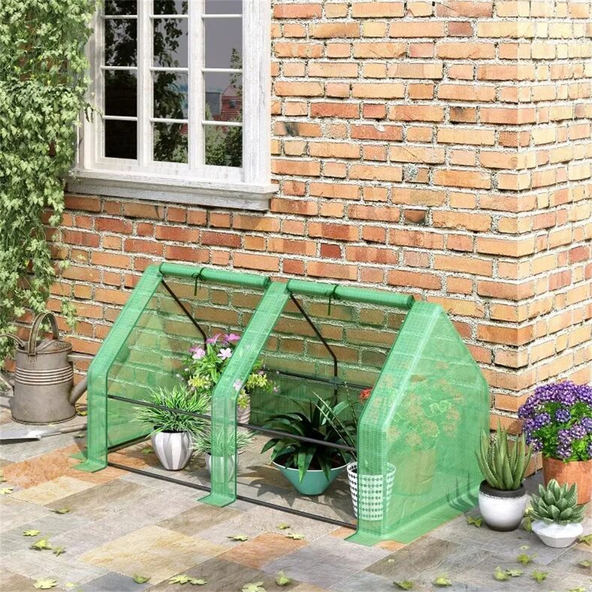 BESTCOSTY Portable Tunnel Greenhouse with Large Zipper Doors & Water/UV PE Cover - 6' x 3' x 3'