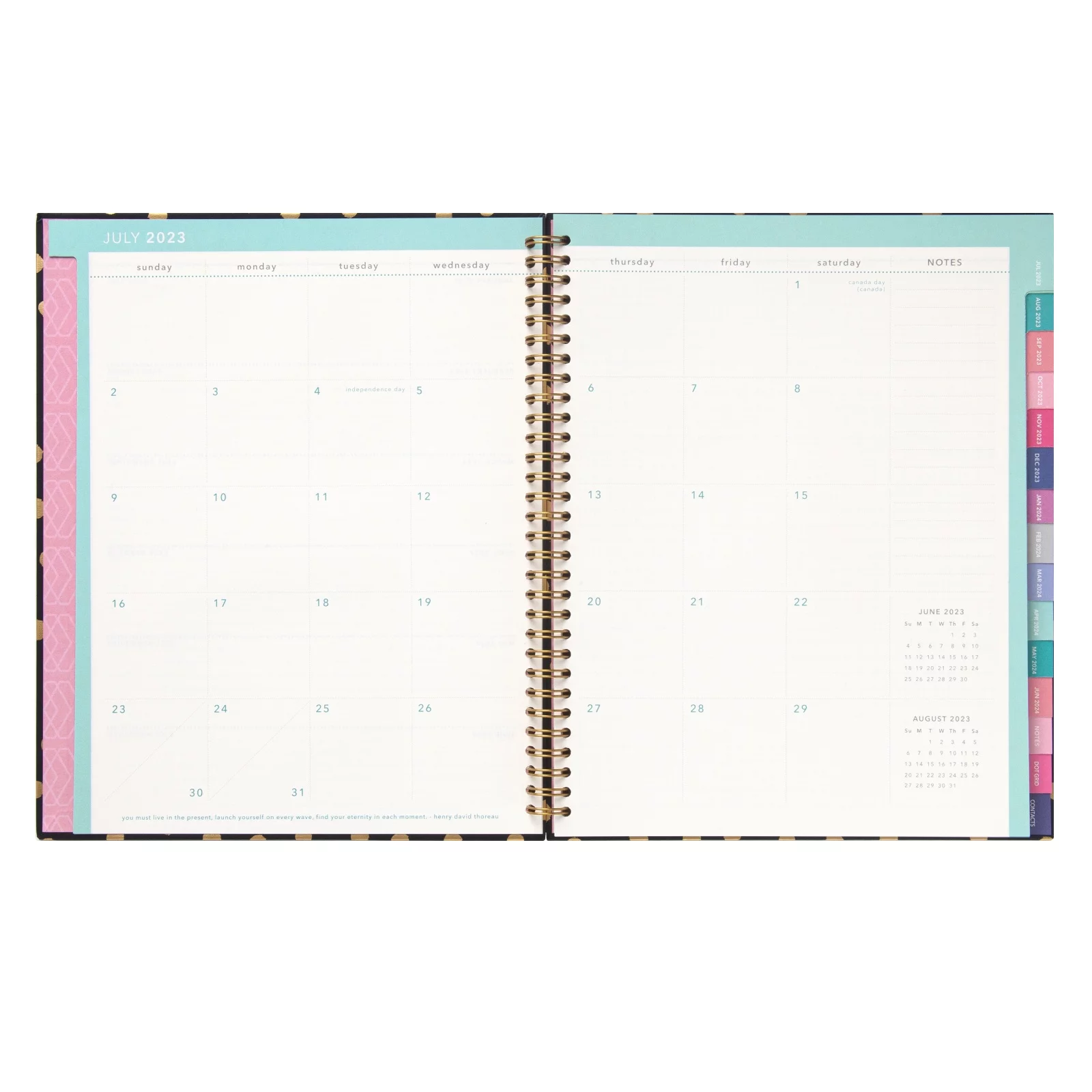 2023-2024 Mintgreen Weekly/Monthly Spiral Planner, 8.5