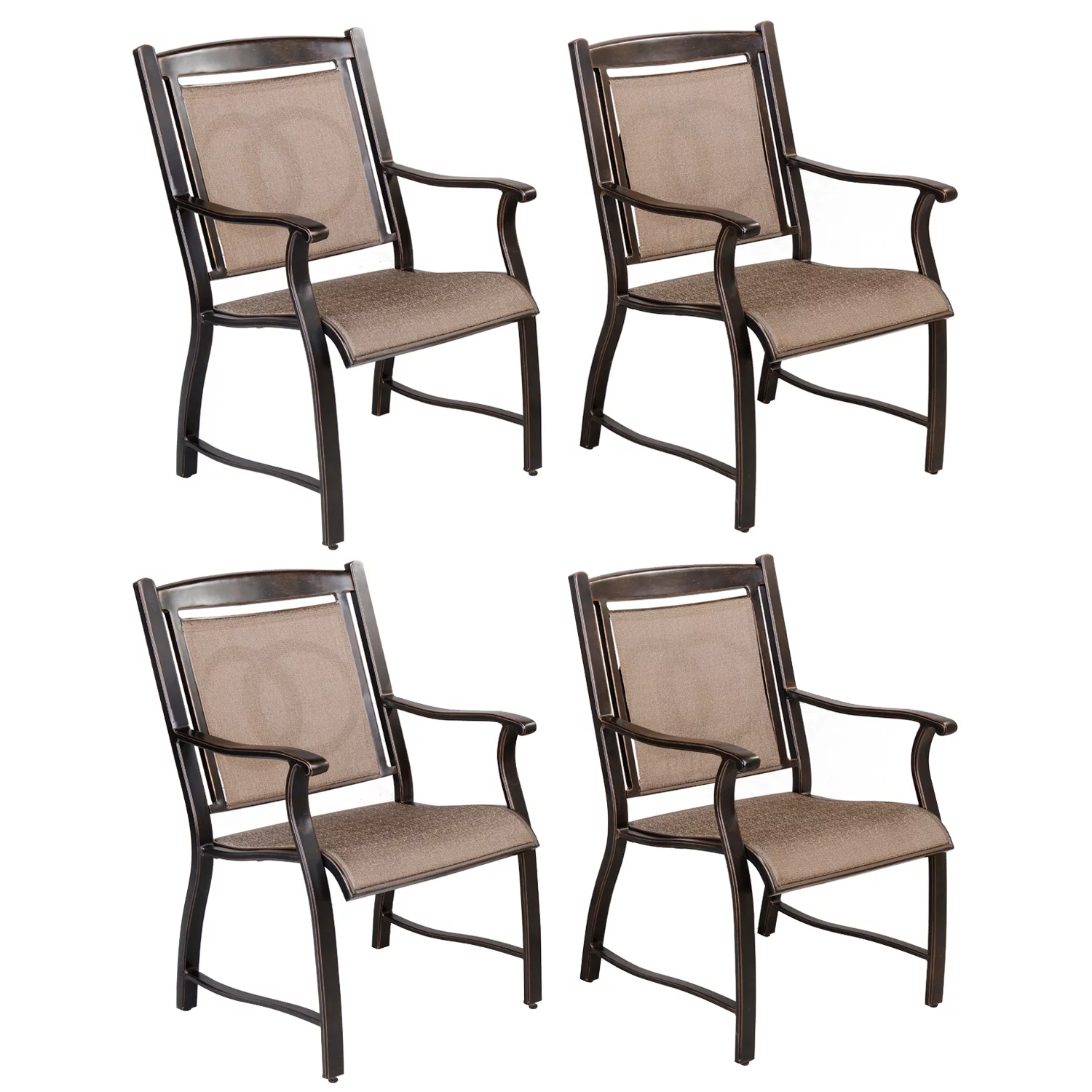 Metal Patio Dining Chairs Set of 4 with Armrests, Outdoor Bistro Chairs for Lawn, Garden, Backyard, Poolside