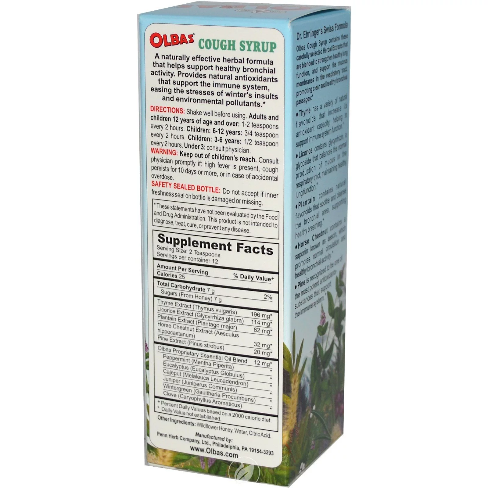 Olbas Natural Cough Syrup, Herbal Extracts & Wildflower Honey, 4 oz, 3-Pack