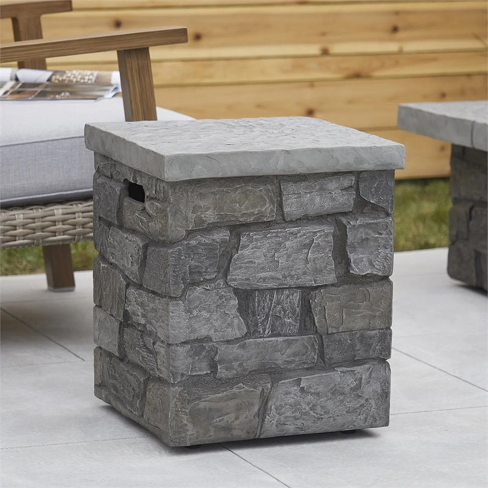 Home Square 2-Piece Set with Propane Fire Table & Tank Cover