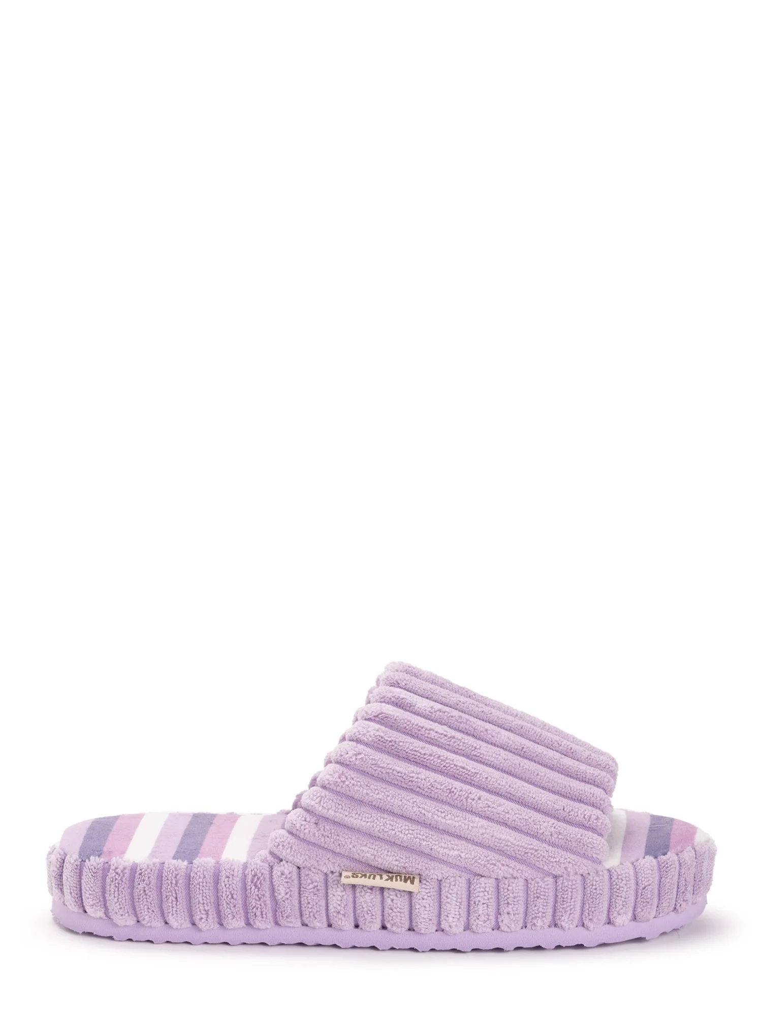 MUK LUKS Women's Ribbed Terry Pool Slide Scuff Slippers, Sizes 6-11