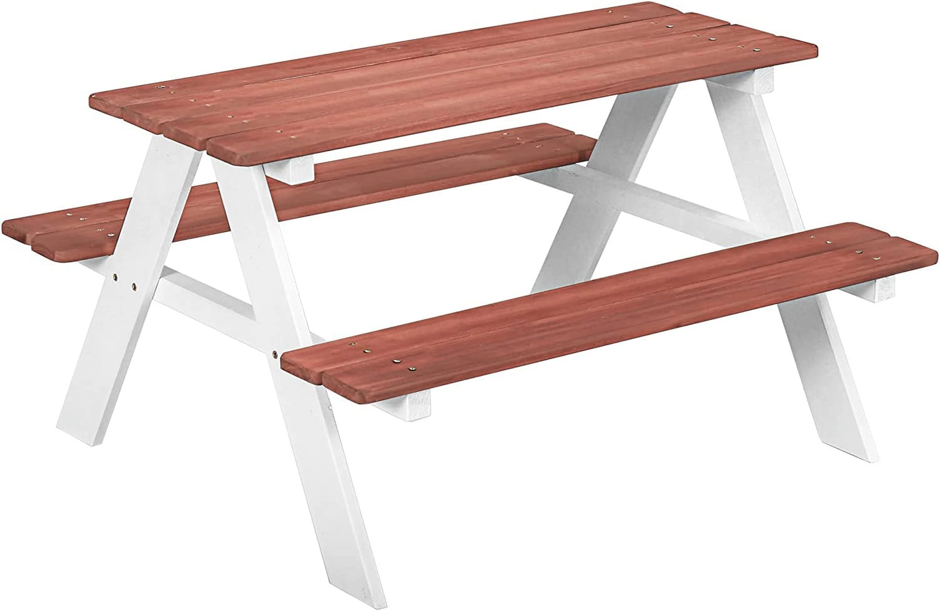 Kids Picnic Table Set, Wooden Table & Bench Set, Kids Patio Furniture Outdoor Toys for Garden, Backyard, Aged 3-8 Years Old, Brown