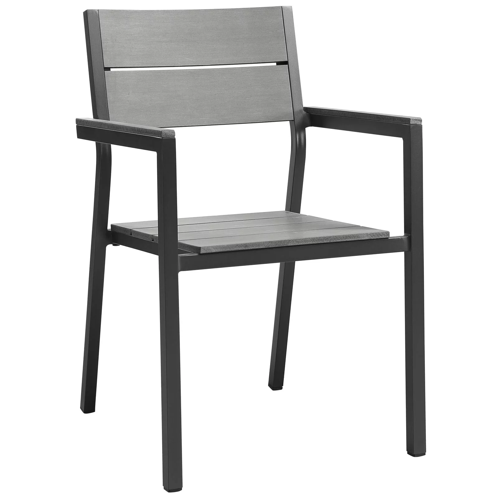 Side Dining Chair, Dark Brown Gray, Metal, Outdoor Patio Balcony Cafe Bistro Garden Hospitality Restaurant, Modern Contemporary HB32612