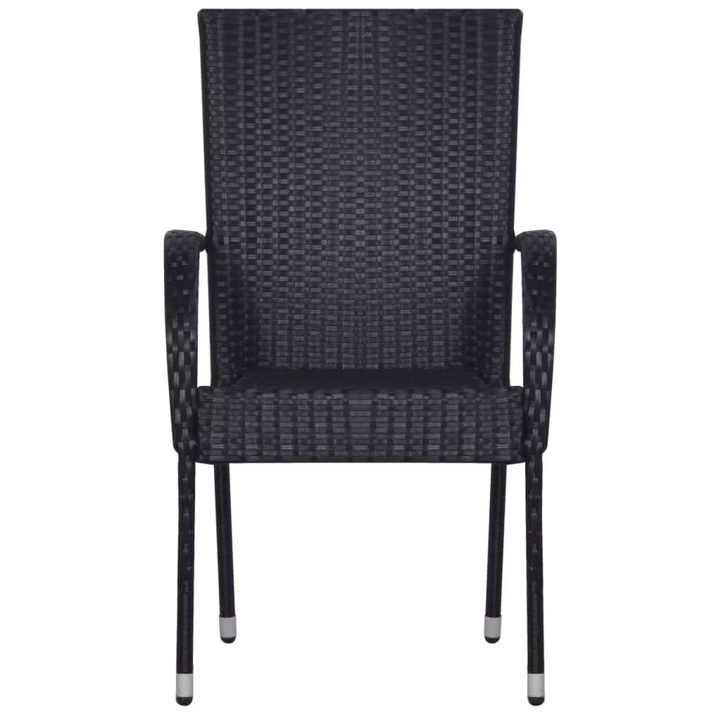 Suzicca Stackable  Chairs 2 pcs Poly Rattan Black