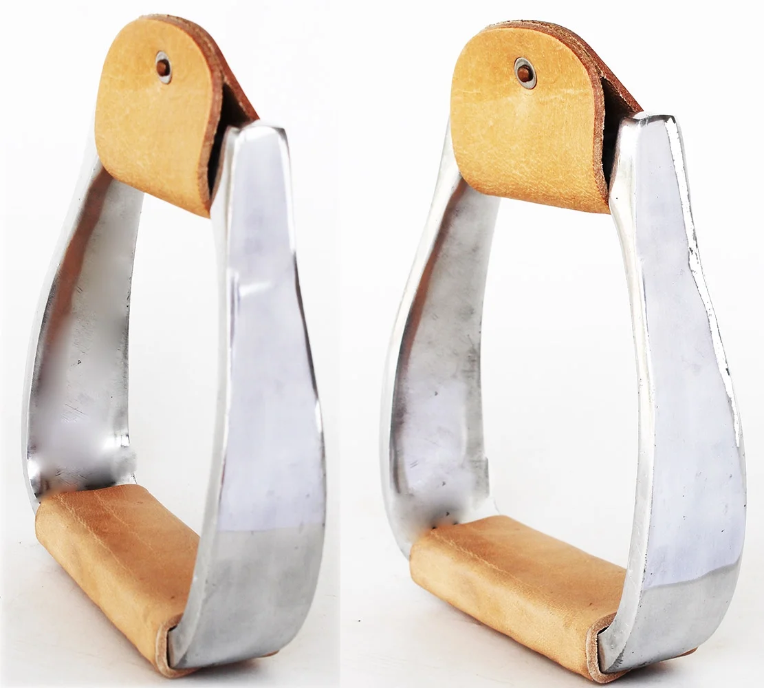 Horse Saddle Western Aluminum Leather Tread Trail Riding Saddle Stirrups 5151