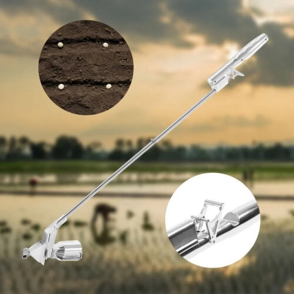 Portable Manual Garden Seeder Planter Beans Row Spreader Peas Sowing Tool Silver