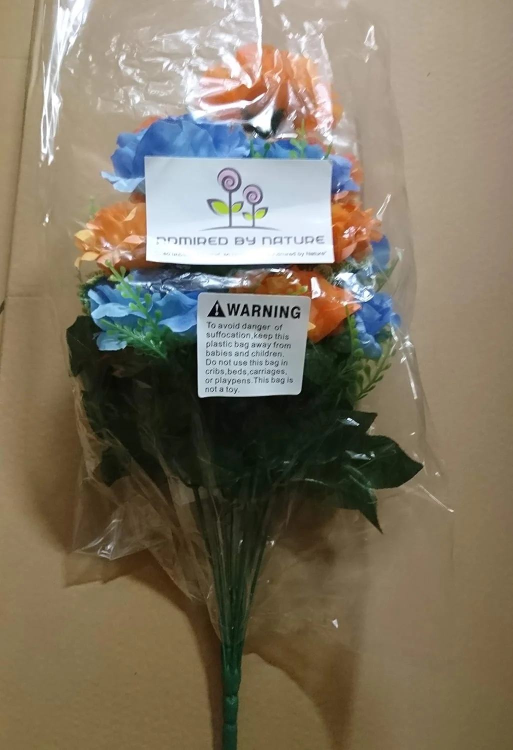 Artificial Spring Rose Flower Bush, Peach-Blue