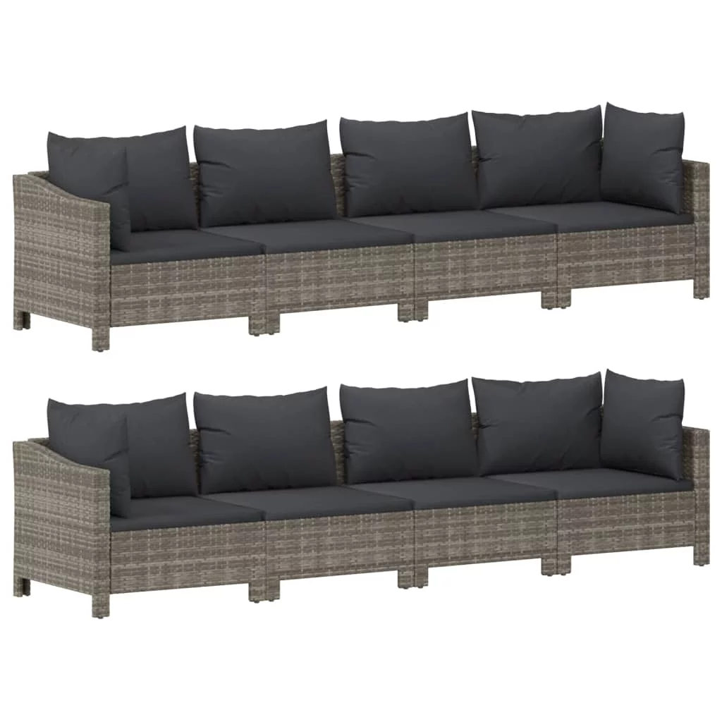 Tomshoo 9 Piece Patio Set with Cushions Gray Poly Rattan