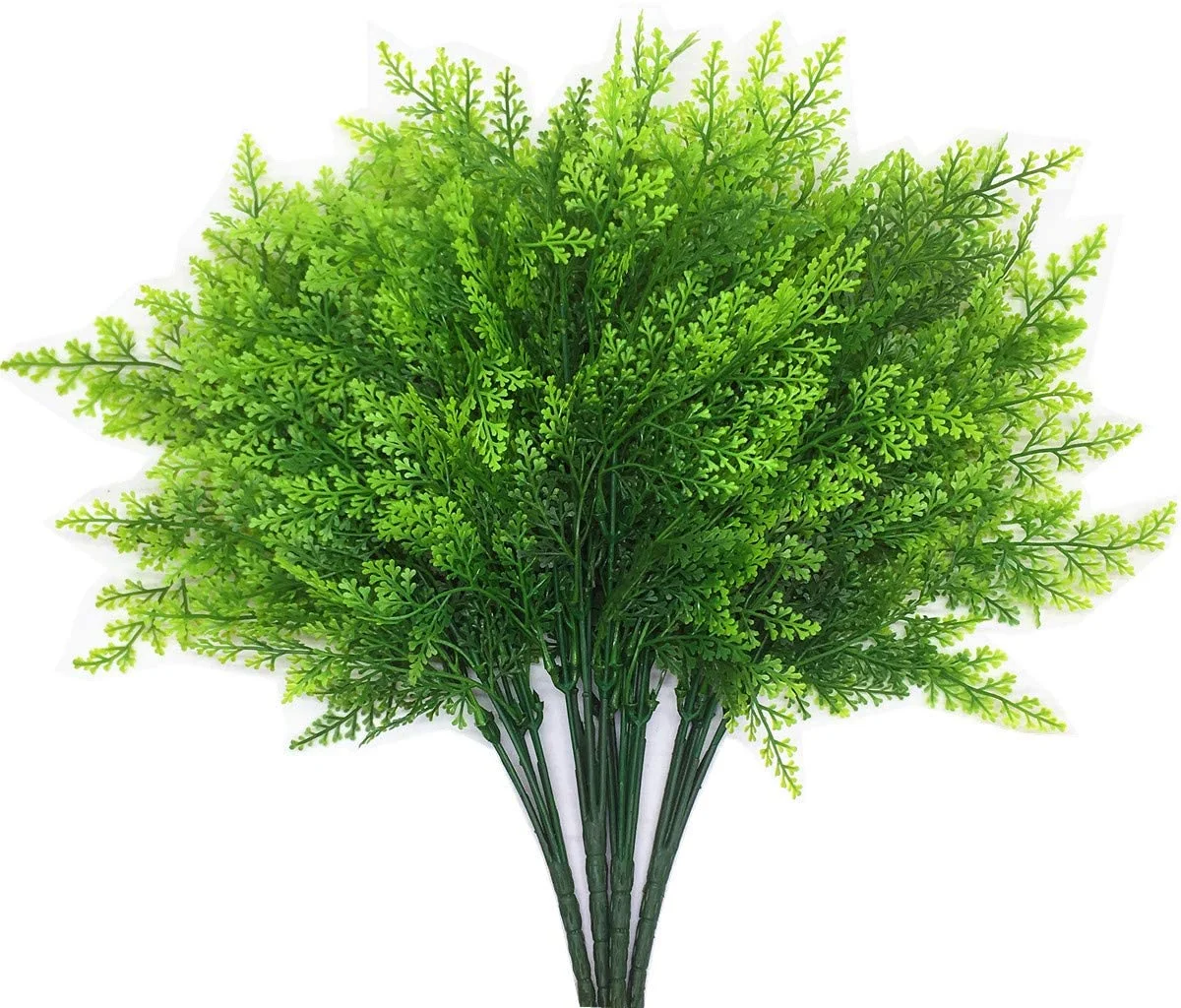 4 Pcs Artificial Shrubs Bushes Plastic Fake Fern Plant Persian Grass Greenery for Indoor Outdoor Home Garden Window Box Front Porch Filler